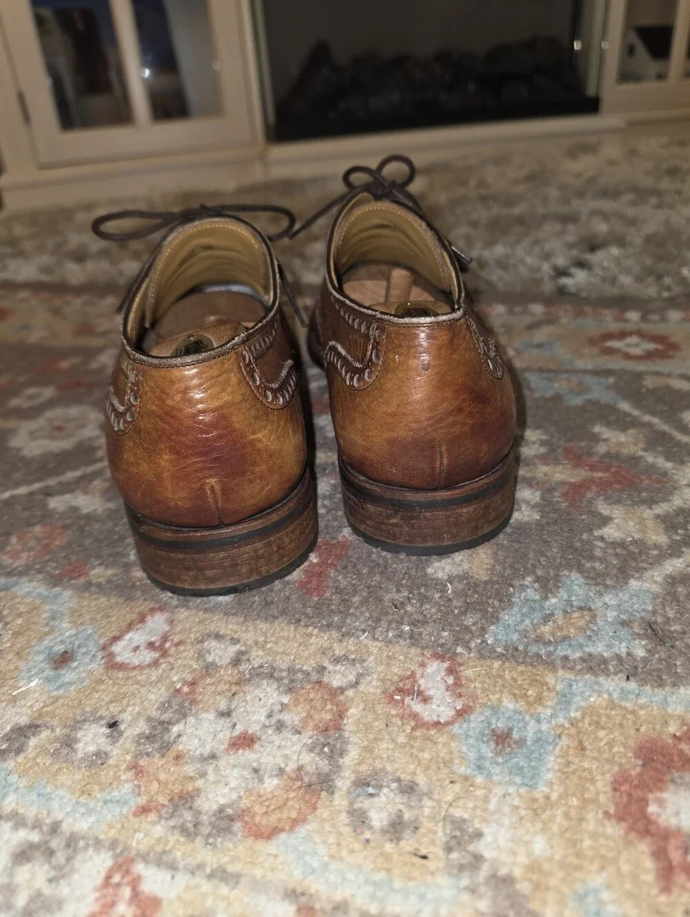 MAGNANNI Wingtips Gorgeous Burnished Brown Leather Size 13 Super Nice Pre-owned!